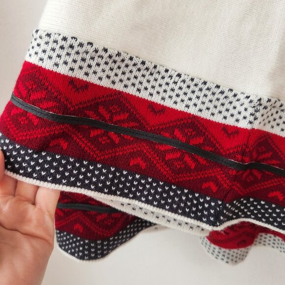 Cozy Knit Sweater Poncho Wrap Cream Red Fair Isle Print Women's Onesize (OS) - Picture 6 of 6